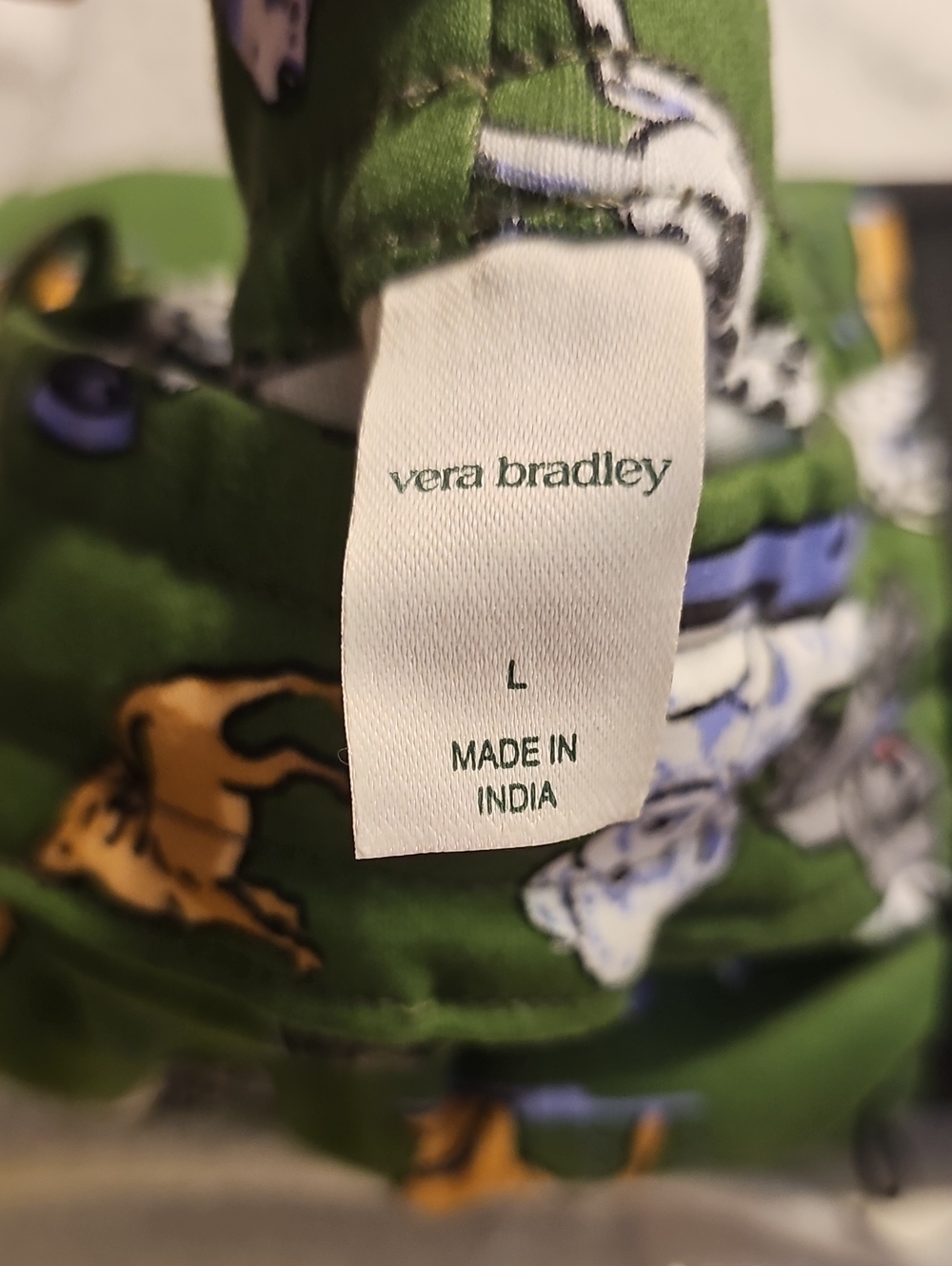 Vera Bradley Dog Park Large Green Pajama Bottoms - Picture 3 of 5